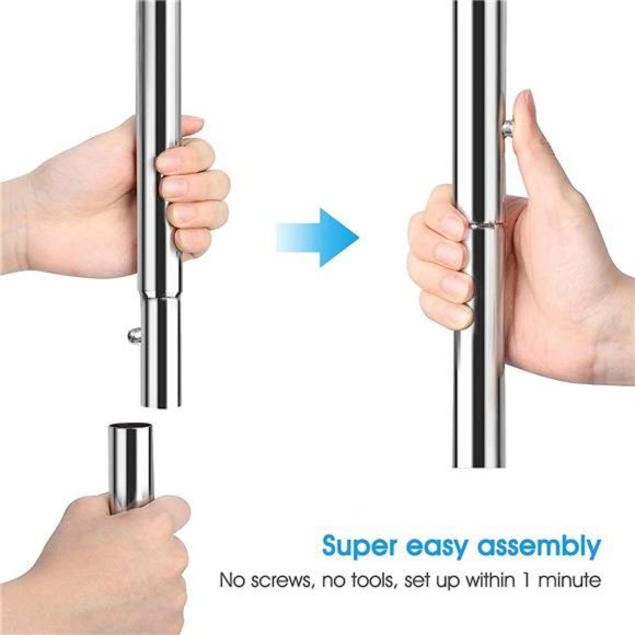 Standard Clothing Garment Rack with Wheels & Bottom Shelves, Extendable, Chrome - Picture 4 of 6